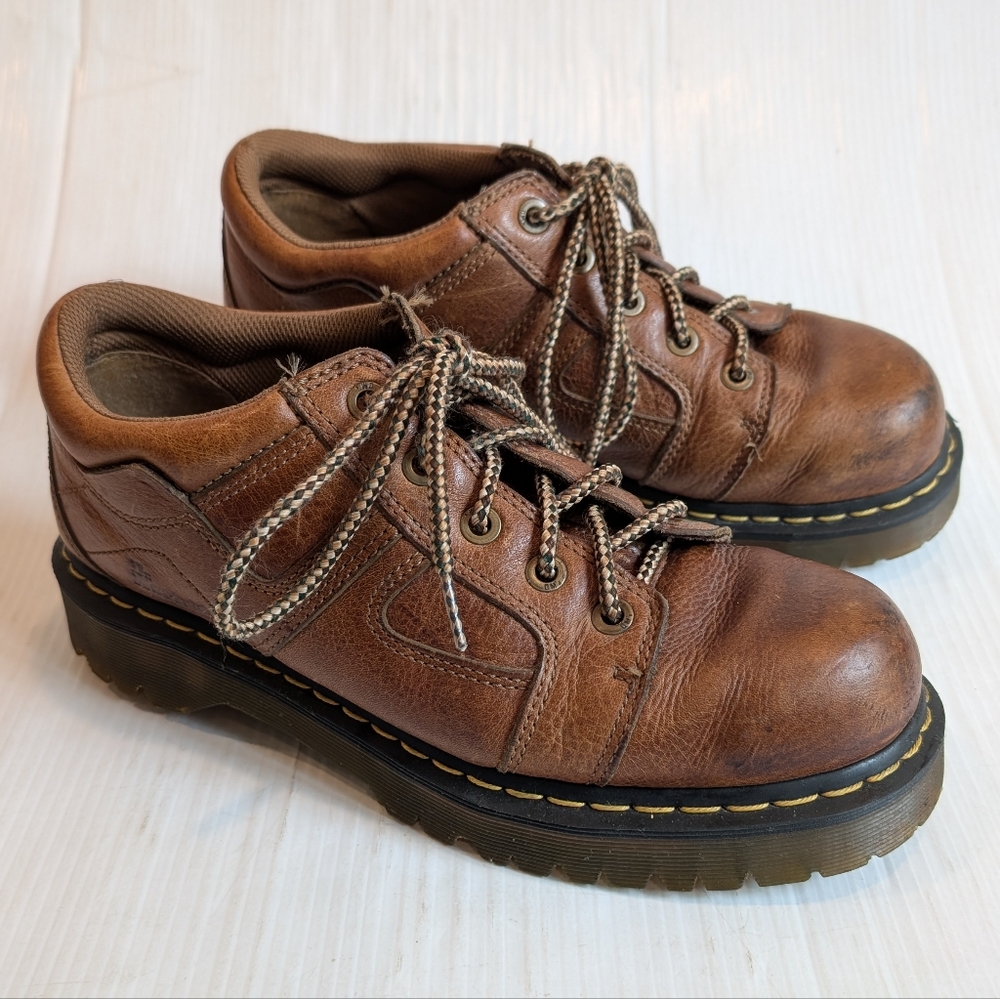DOC MARTENS 9B08 Brown Leather Oxfords with Chunky Sole Size 9 UK - Picture 10 of 11
